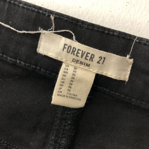 Forever 21 Womens Jeans Skinny Cuffed Distressed Stretch Black Size 30 - Picture 3 of 4